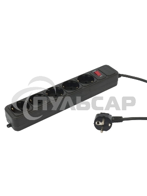 Сетевой фильтр PC Pet AP01006-5-BK 5м (5 розеток) черный