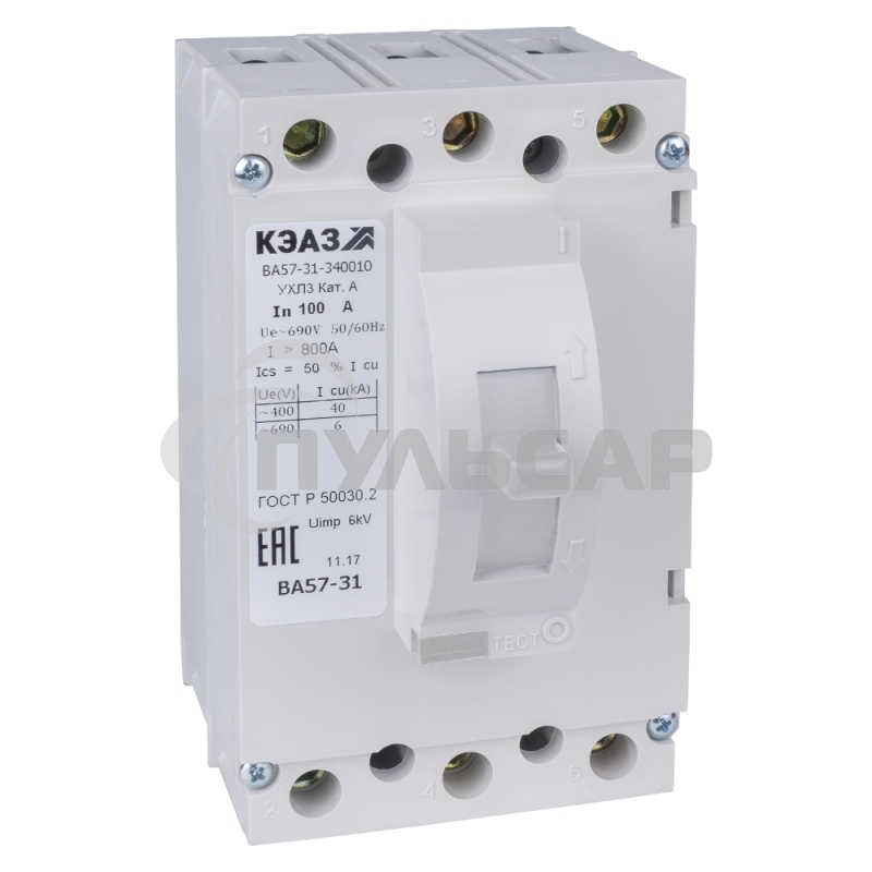 Выключатель автоматический ВА57-31-340010 40А 400Im 690AC УХЛ3 КЭАЗ 108434