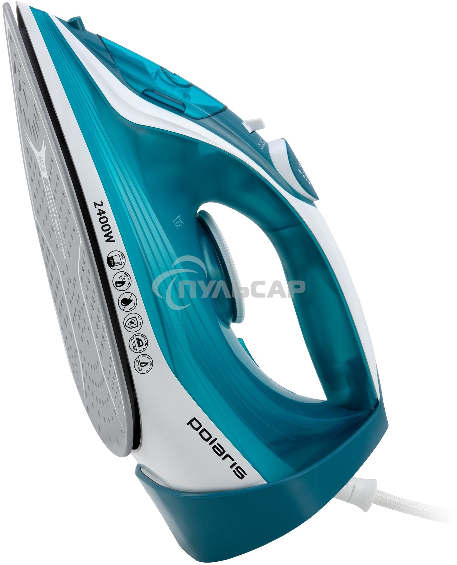 Утюг Polaris PIR2487AK 3m бирюзовый/белый 2400Вт
