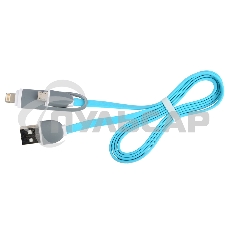 Кабель 2в1 MicroUSB+Lightning 8pin-USB Ritmix RCC-200 Blue для синхронизации/зарядки, 1м