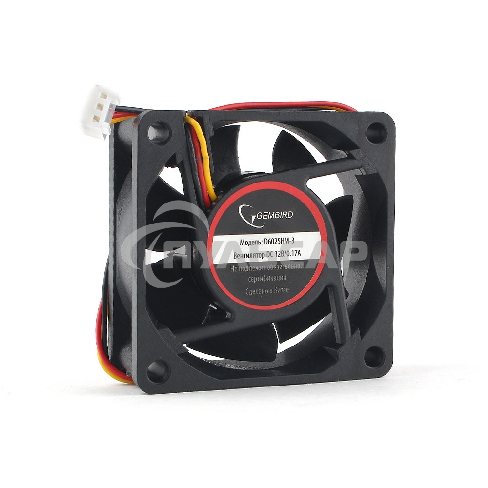 Вентилятор для корпуса Gembird 16606 черный, 60 мм, 4000 об/мин, 25 дБ, 3 pin