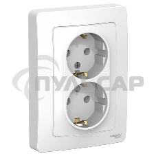 Розетка 2-м СП BLANCA 16А 250В без шторок с заземл. бел. SchE BLNRS001021