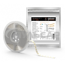 Лента светодиодная Gauss Elementary 2835 -SMD 4.8W 12V DC теплый белый IP66 (ZIP bag 5m)