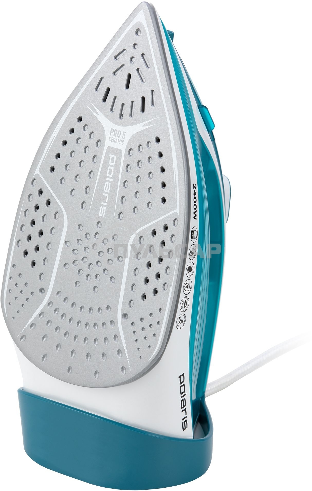 Утюг Polaris PIR2487AK 3m бирюзовый/белый 2400Вт