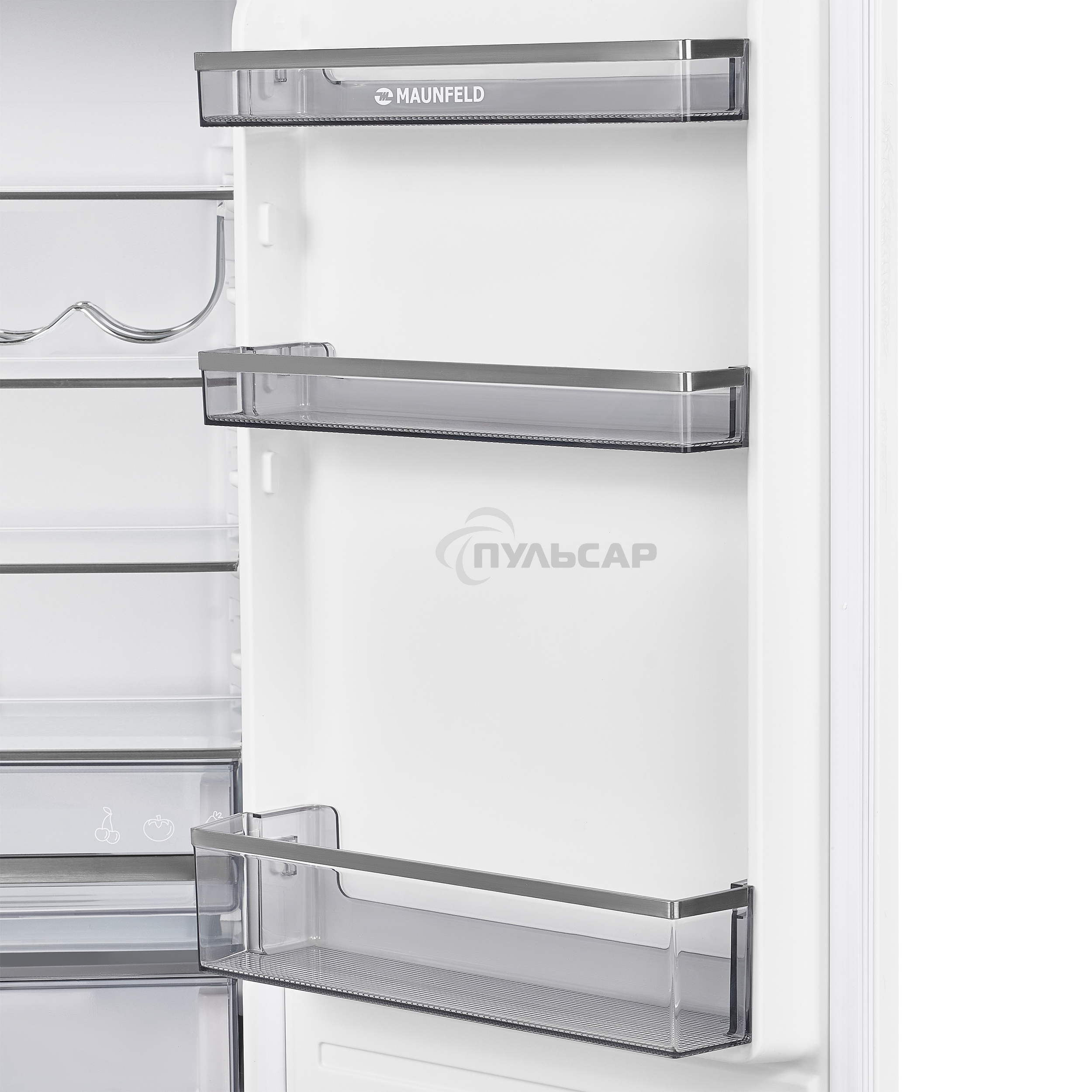 Встраиваемый холодильник Maunfeld MBF177NFFWGR Inverter белый двухкамерный 194/57 л морозилка снизу, NoFrost