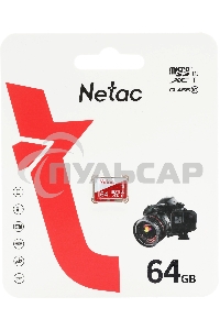 Флеш карта Netac P500 ECO 64Gb MicroSDXC U1/C10 up to 80Mb/s, retail pack card only