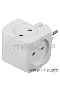 Тройник ЭРА SP-4-W4гнезда без заземления со шторками белый