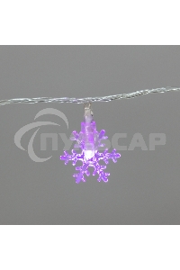 Гирлянда светодиодная Neon-night Снежинки большие 5м, 20LED, IP20, прозрачный провод, свечение мульти (RG/RB), мигание, 230В