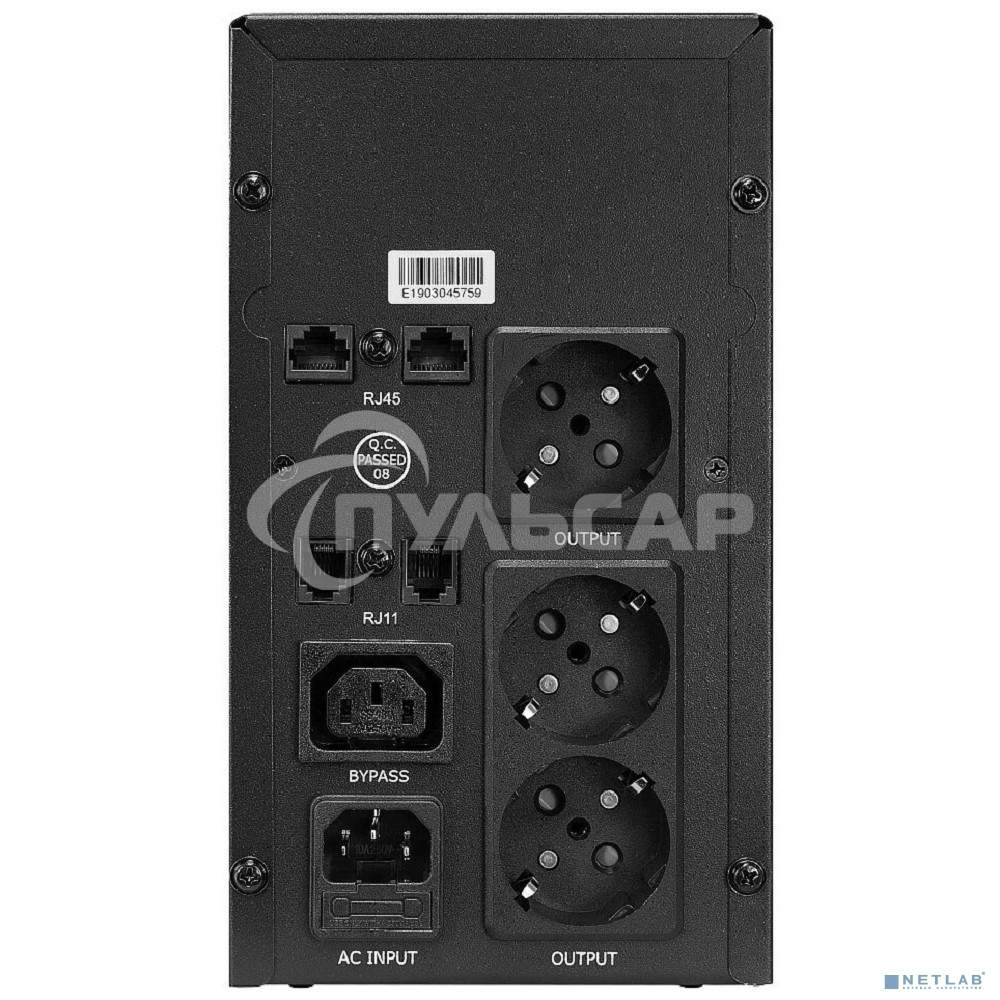 Источник бесперебойного питания CROWN 800VA/450W, металл, 1x12V/9AH, розетки 3*EURO+1*IEC bybass, трансформатор AVR 145-280V, LCD дисплей, съемный кабель 1.2м, фильтр телефонной и ethernet линии RJ11/45, защита батареи, от перегрузки, от КЗ