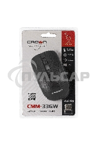 Мышь беспроводная Crown CMM-336W черный, 1600 dpi, радиоканал, USB, кнопки - 4