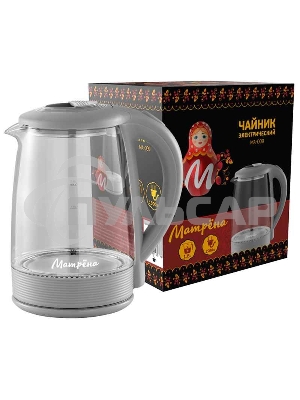 Чайник электрический Матрена MA-009 2 л стекло,пластик,серый