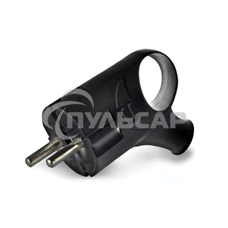 Вилка электрич. с заземл. угл. с ушком черный 16А 250В (еврослот) UNIVersal А0112