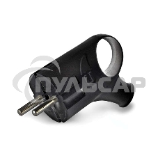 Вилка электрич. с заземл. угл. с ушком черный 16А 250В (еврослот) UNIVersal А0112