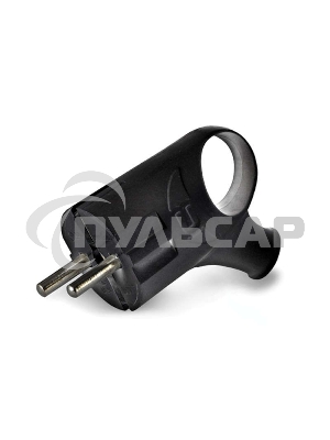 Вилка электрич. с заземл. угл. с ушком черный 16А 250В (еврослот) UNIVersal А0112