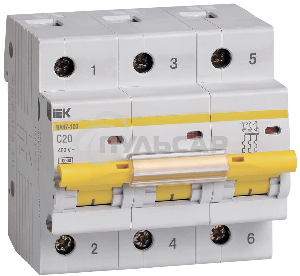Выключатель автоматический модульный 3п C 32А 10кА ВА47-100 ИЭК MVA40-3-032-C