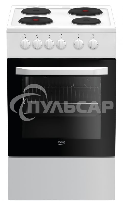 Плита электрическая Beko FFSS56000W белый, конфорок 4 шт, духовка 60 л, 50 см x 85 см x 60 см