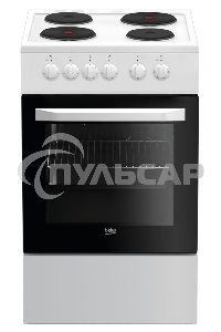 Плита электрическая Beko FFSS56000W белый, конфорок 4 шт, духовка 60 л, 50 см x 85 см x 60 см