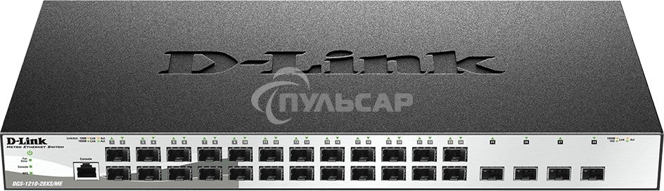 Коммутатор управляемый L2 DGS-1210-28XS/ME/B2A с 24 портами 100/1000Base-X SFP и 4 портами 10Gbase-X SFP+