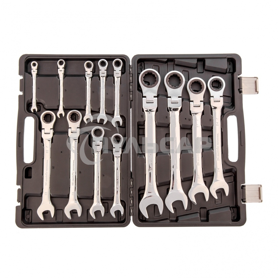 Набор ключей комбинированных Matrix, трещоточных шарнирных 13шт.