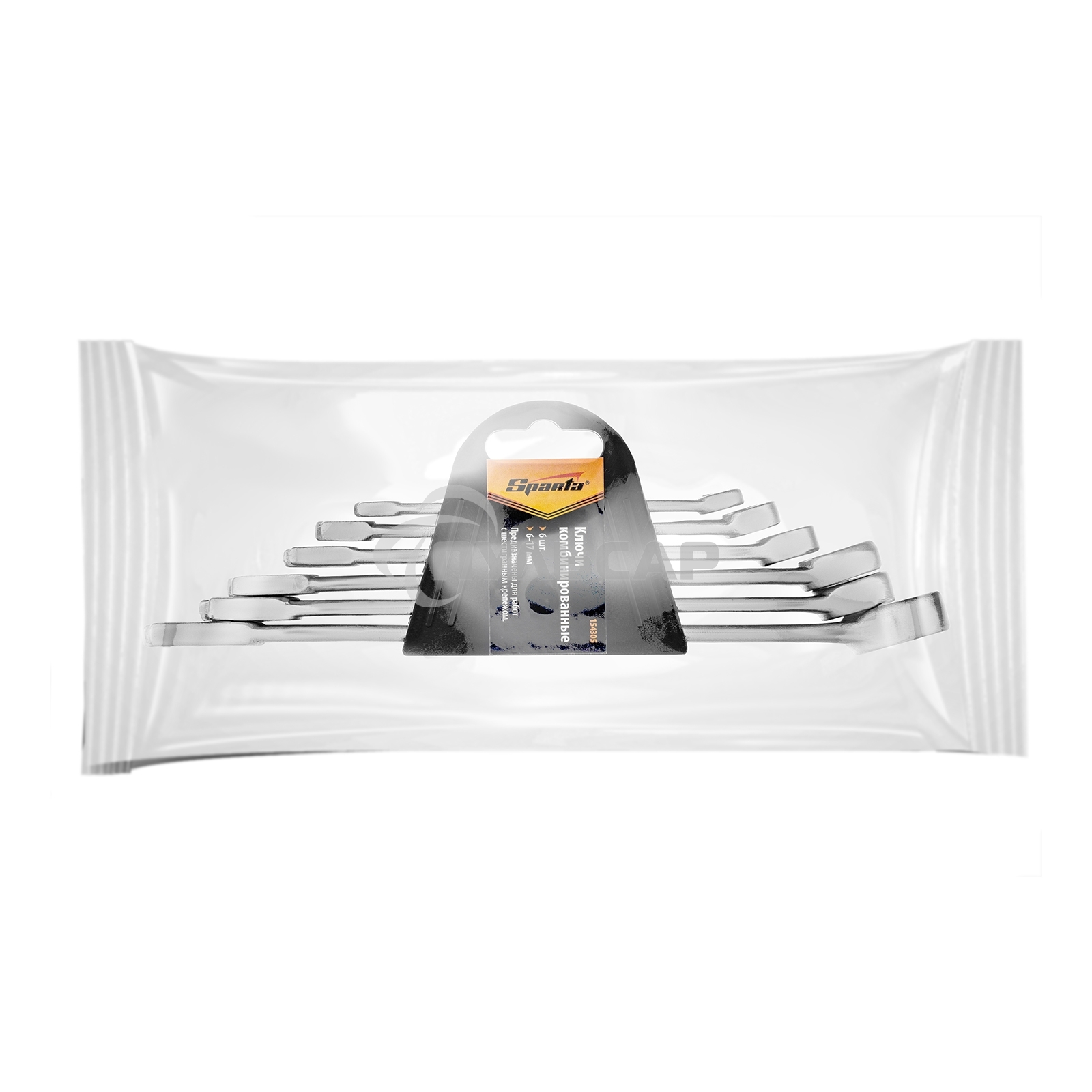 Набор ключей комбинированных, 6 - 17 мм, хромированные, 6 шт. Sparta 154305