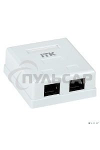 Настенная информационная розетка RJ45 8P8C, кат.5Е UTP, 2-порта, белая 