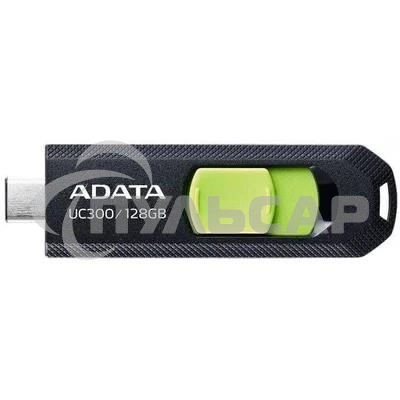 Флешка USB ADATA UC300 (ACHO-UC300-128G-RBK/GN), 128 Gb, Type-C USB 3.2, R/W 100/30, черный/зеленый