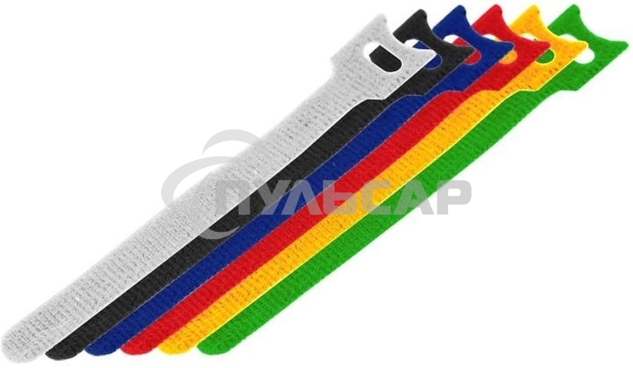 Набор хомутов-стяжек многоразовых на липучке Rexant 210х16 мм, цветная, упаковка 12 шт.