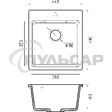 Мойка GRANFEST URBAN 644 1-чаша 440*490мм, монтаж: врезной, материал: кварц, серый