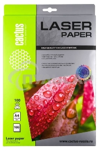Фотобумага Cactus CS-LPA4100100 A4/100г/м2/100л./белый глянцевое для лазерной печати