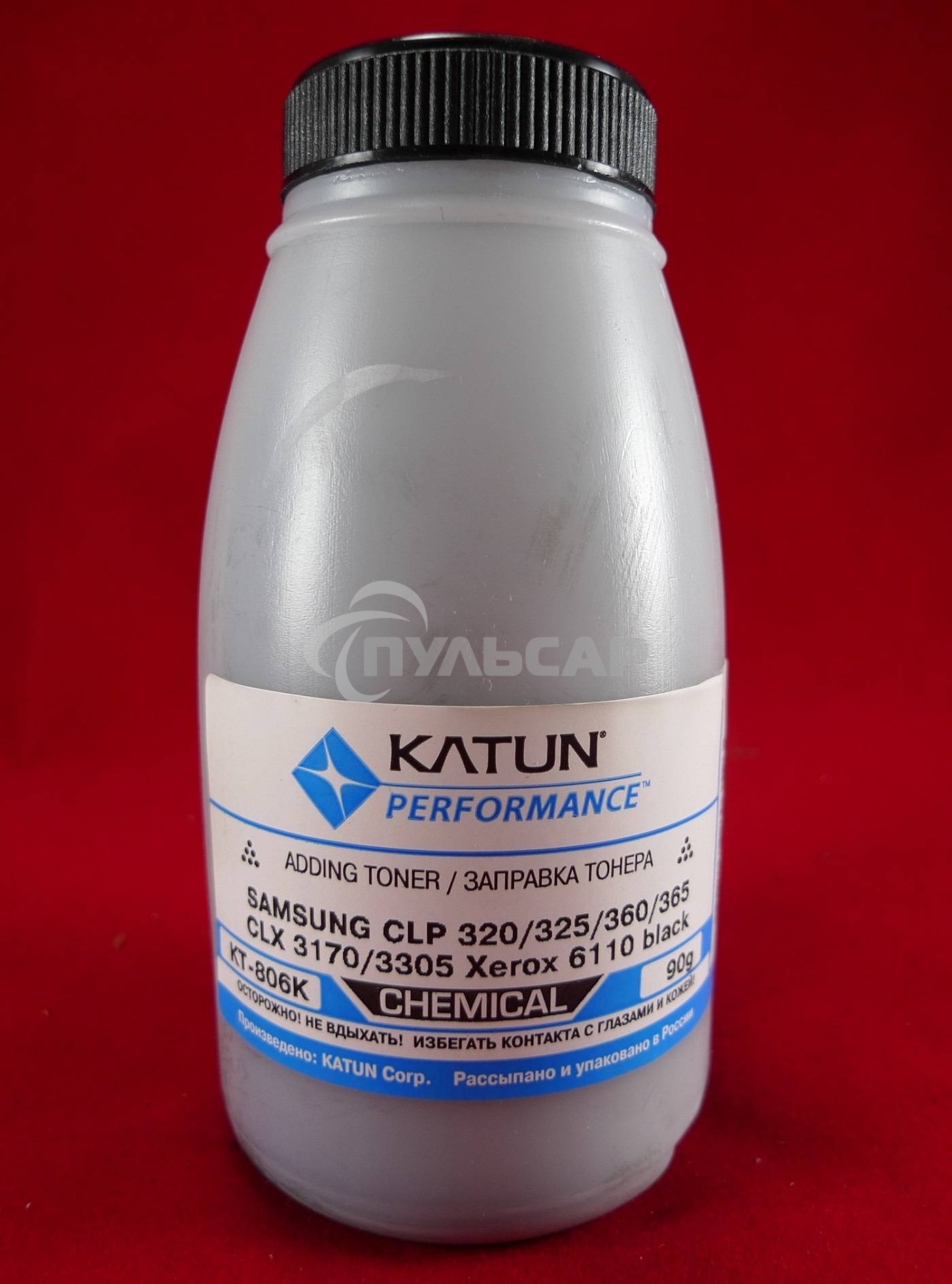 Тонер SAMSUNG CLP 320/325/360/365, CLX 3170/3305, Xerox 6110 черный, химический (фл.90г.) Katun фас. Россия