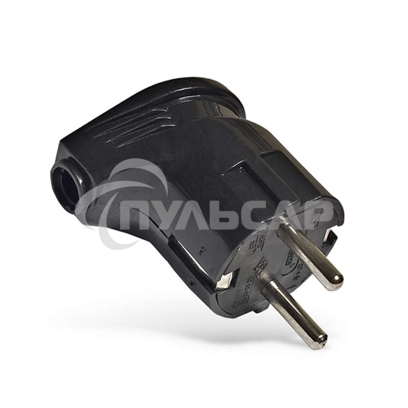 Вилка электрич. с заземл. угл. черный 16А 250В (еврослот) UNIVersal А0105