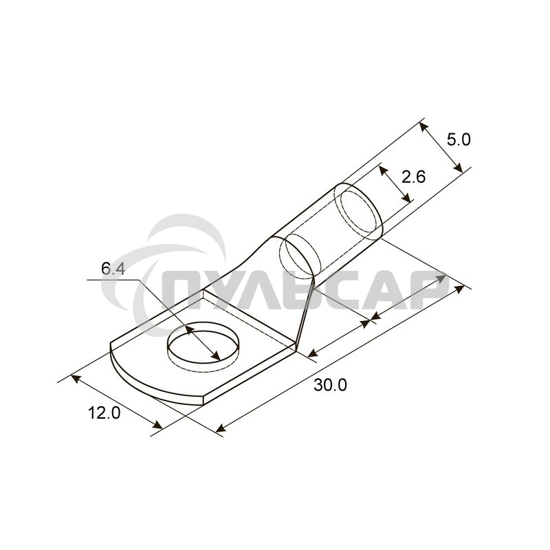 Наконечник ТМЛ 2,5–6–2,6 (2,5 мм² - Ø 6 мм) ГОСТ 7386-80 (в упак. 10 шт.) Rexant