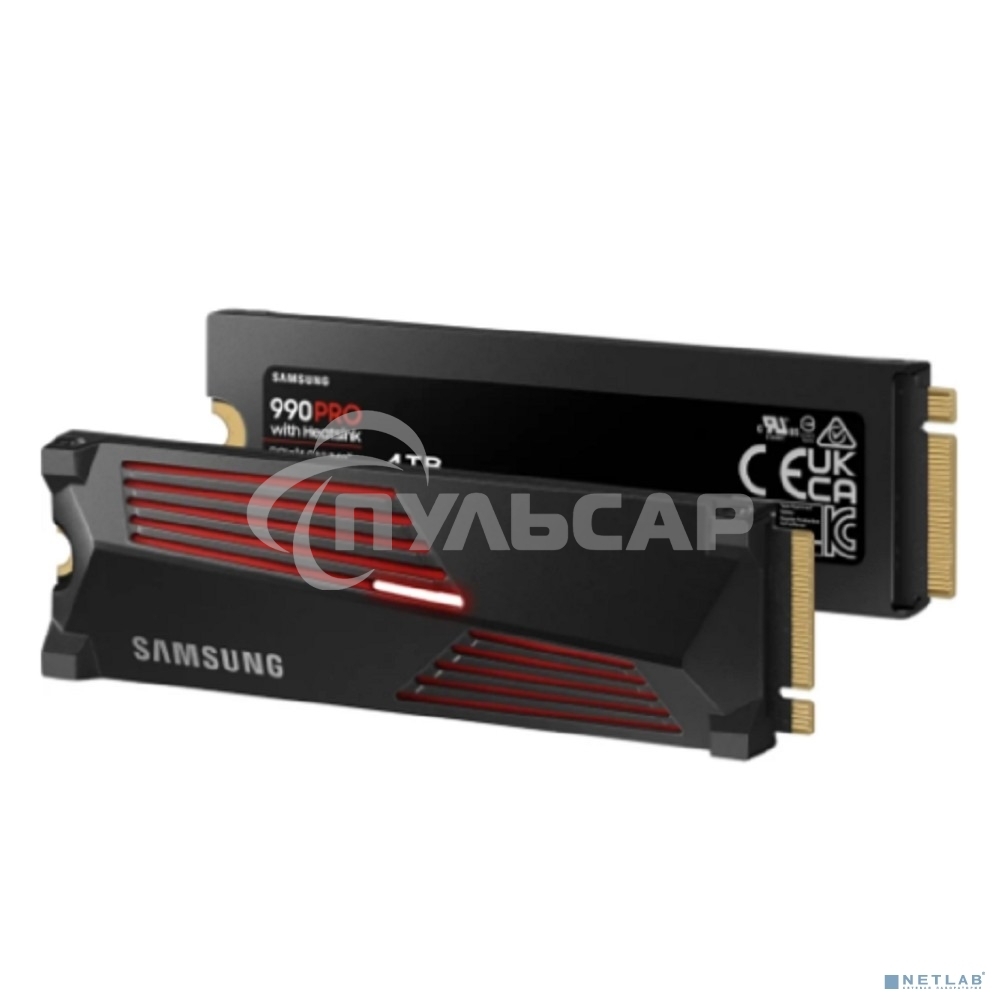 Накопитель SSD Samsung 990 Pro MZ-V9P4T0CW, 4Tb, PCIe 4.0 x4, M.2 2280, NVMe, R/W 7450/6900, с радиатором