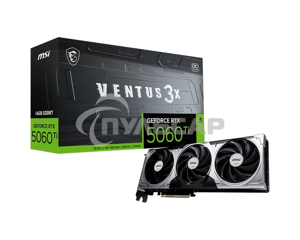 Видеокарта MSI RTX5060Ti VENTUS 3X OC 16GB NVIDIA GeForce RTX 5060TI 16Gb 128bit GDDR7 2602/28000 HDMIx1 DPx3 HDCP Ret