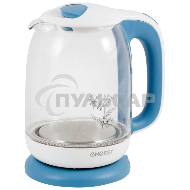 Чайник Energy E-281 1.7л, стекло, бело-голубой (164117)