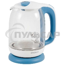 Чайник Energy E-281 1.7л, стекло, бело-голубой (164117)