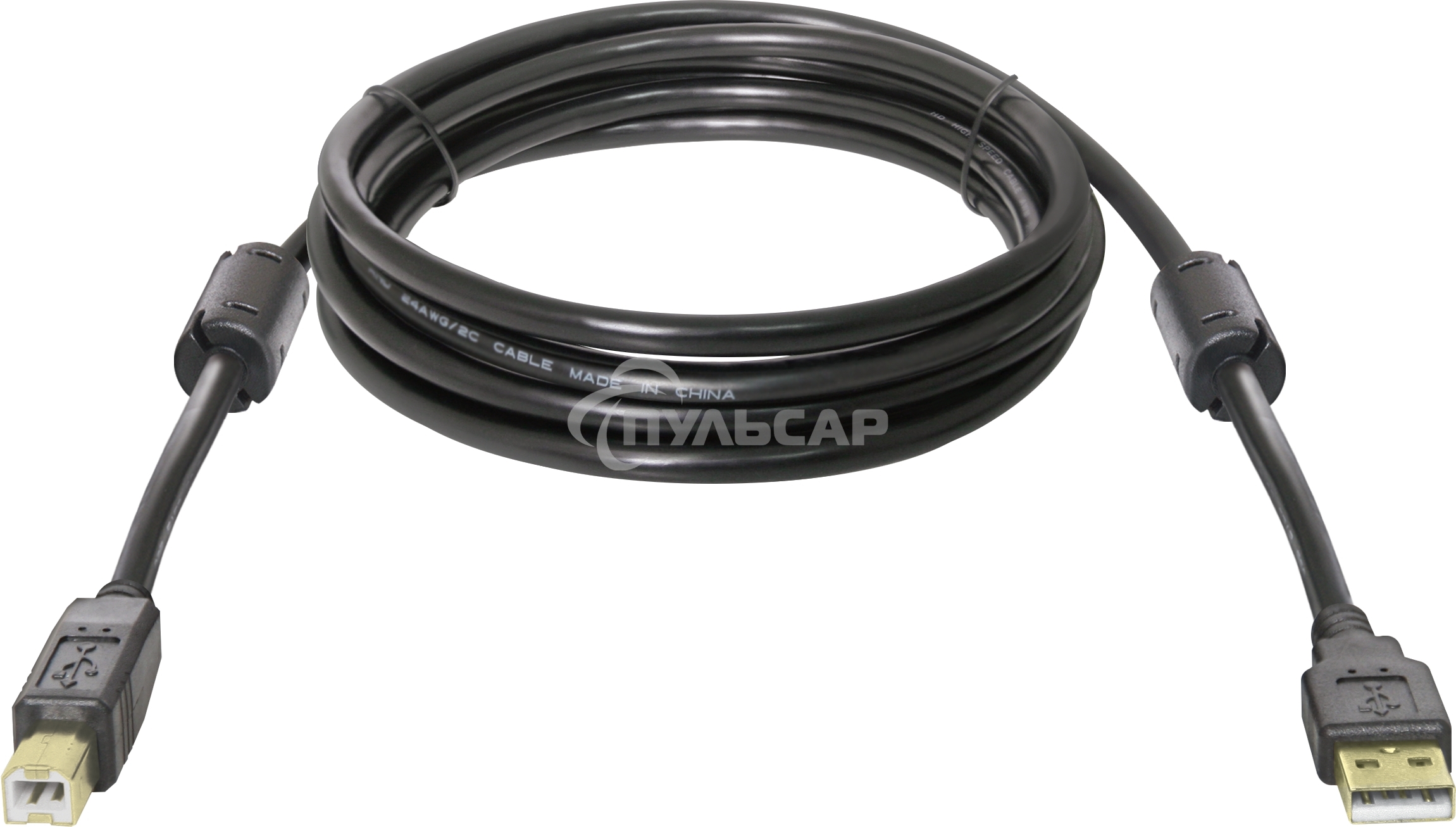 Кабель Defender USB04-10 PROКабель USB 2.0 для соед. 3.0м AM/BM, зол.конт, 2фер.фил.