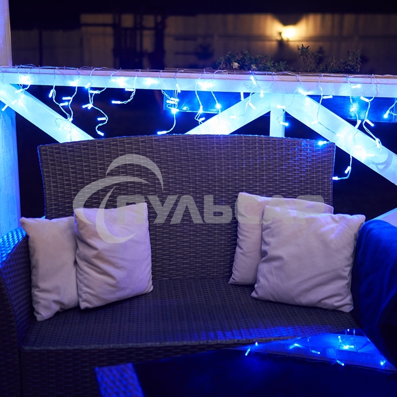 Гирлянда Neon-night Айсикл (бахрома) светодиодный, 2,4 х 0,6 м, прозрачный провод, 230 В, диоды синие, 88 LED