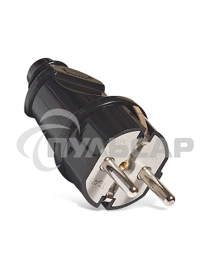 Вилка электрич. с заземл. прям. черный 16А 250В (еврослот) UNIVersal А1010