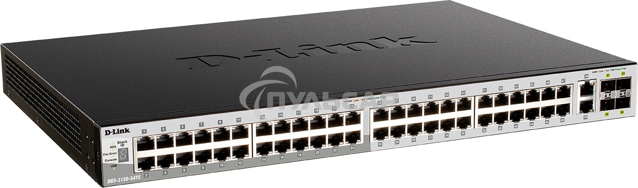 Коммутатор DGS-3130-54S Managed L3 Stackable Switch 48x1000Base-X SFP, 2x10Gbase-T, 4x10Gbase-X SFP+, CLI, 1000Base-T Management, RJ45 Console, USB, RPS, Dying Gasp