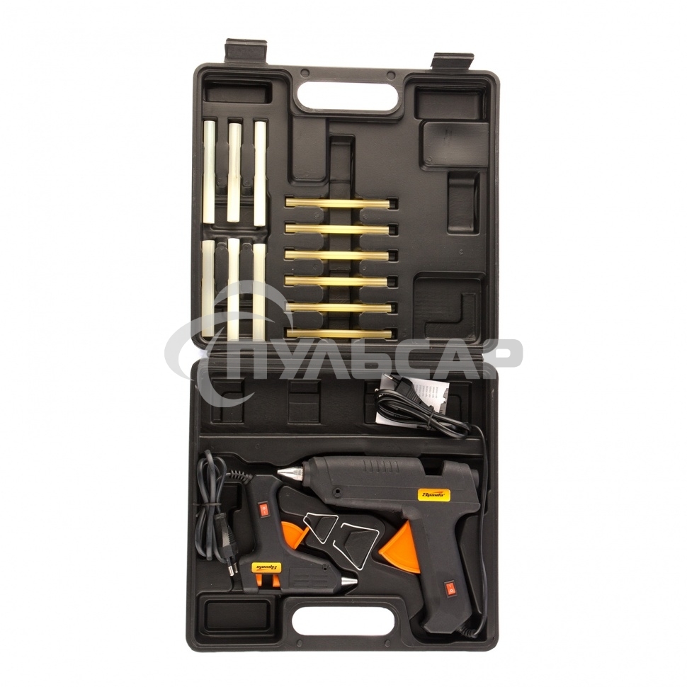 Набор клеевых пистолетов в кейсе, 7/11 мм, 20/100 Вт, 3/8 г./мин., выключатель Sparta 93038