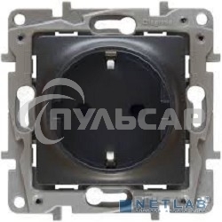 Розетка 2К+З, немецкий стандарт, винтовые зажимы, 16А, 250В~, Etika, антрацит Розетка 2К+З, немецкий стандарт, винтовые зажимы, 16А, 250В~, Etika, антрацит