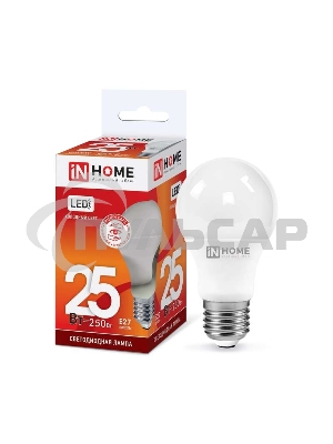 Лампа светодиодная IN HOME LED-A65-VC 25Вт 230В E27 6500К 2000лм 4690612024103