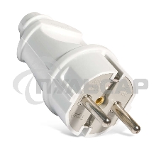 Вилка электрич. с заземл. прям. бел. 16А 250В (еврослот) UNIVersal А101