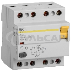 Выключатель дифференциального тока (УЗО) 4п 63А 30мА тип AC ВД1-63 ИЭК MDV10-4-063-030