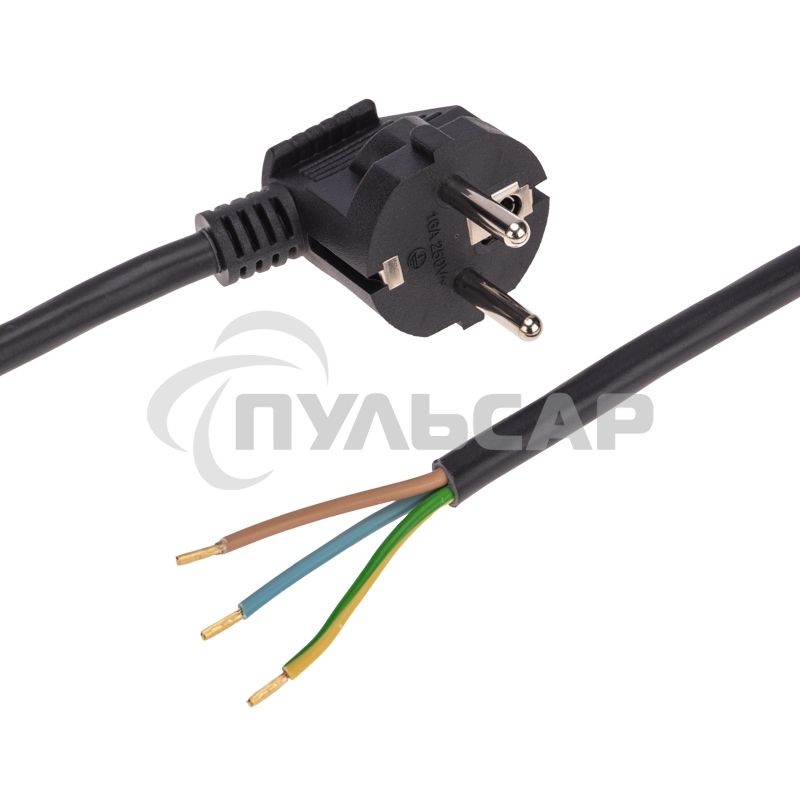 Шнур электрический с вилкой ПВС 3х1,5 мм2 2м черный Rexant