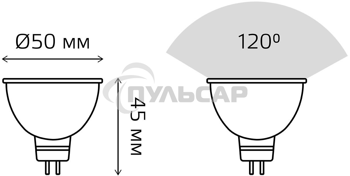 Лампа светодиодная Gauss 101505305 5Вт цок.:GU5.3 рефлек. 220B 6500K св.свеч.бел.хол. (упак.:10шт)