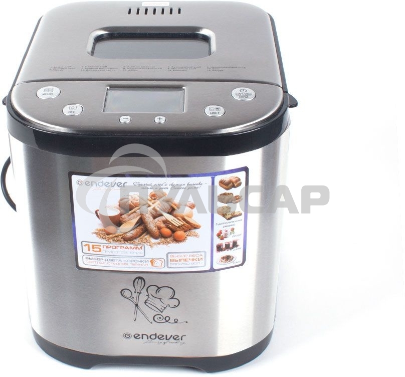 Хлебопечка Endever Skyline MB-52, 710Вт, 15 программ, таймер 15ч, сохранение уст. прогр., авт. термостат, автоподогрев 60 мин
