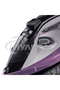 Утюг Galaxy Line GL 6128, фиолетовый с черным, паровой, 2200 Вт, постоянный пар 30 г/мин, паровой удар 140 г/мин, функции: самоочистка, антикапля, антинакипь, функция увлажнения, вертикальное отпаривание, защита от перегрева, индикатор нагрева, керамическ
