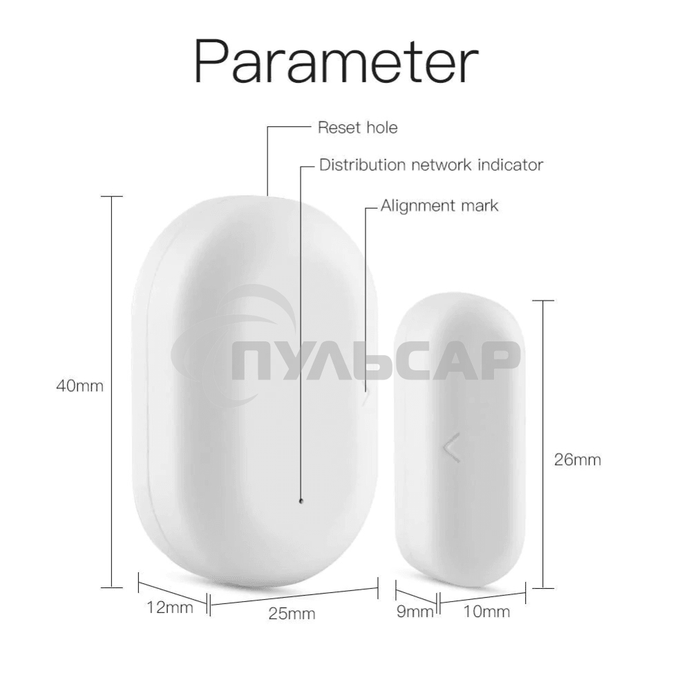 Датчик открытия дверей и окон MOES Door&Window Sensor ZSS-X-GWM-C, Zigbee, CR2032